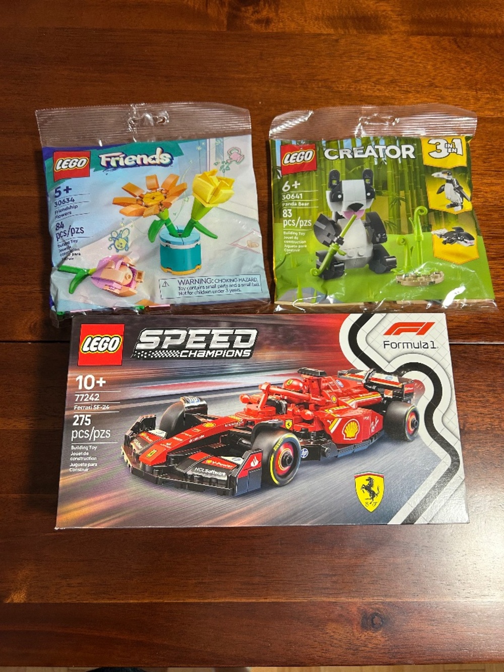 NEW LEGO Set Lot: Ferrari SF-24 F1 (77242) + 3-in-1 Panda (30641) & Friends Flow